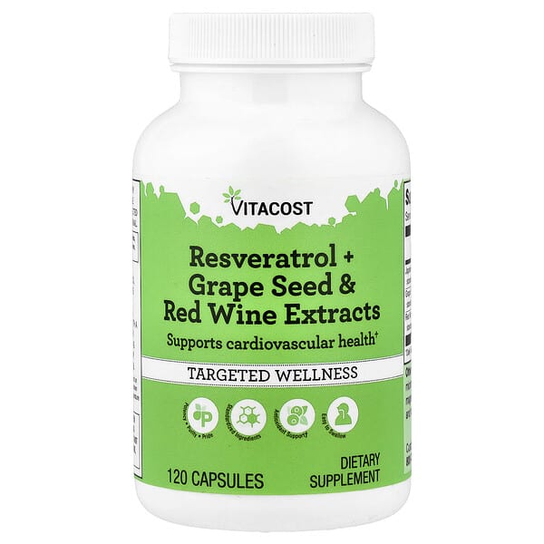 Vitacost, Resveratrol + Grape Seed & Red Wine Extracts, 120 Capsules
