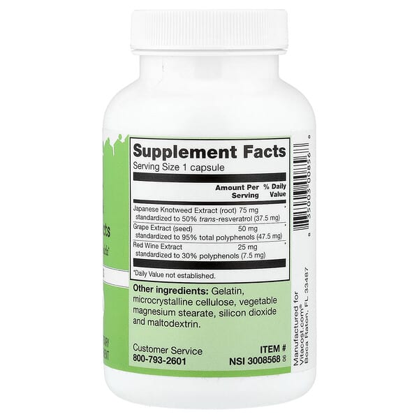 Alternative view of Vitacost, Resveratrol + Grape Seed & Red Wine Extracts, 240 Capsules