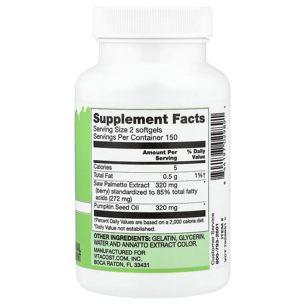 Alternative view of Vitacost, Saw Palmetto Extract, 300 Softgels