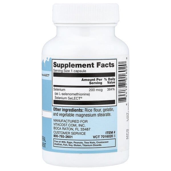 Alternative view of Vitacost, Selenium, 200 mcg, 100 Capsules