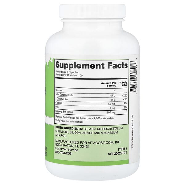 Alternative view of Vitacost, Slippery Elm Bark, 200 Capsules