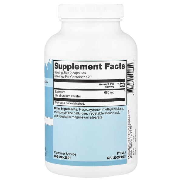 Alternative view of Vitacost, Strontium, 240 Vegetarian Capsules (340 mg per Capsule)