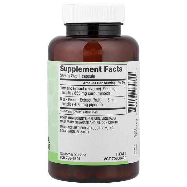 Alternative view of Vitacost, Synergy®, Turmeric Extract Featuring BioPerine®, 60 Capsules