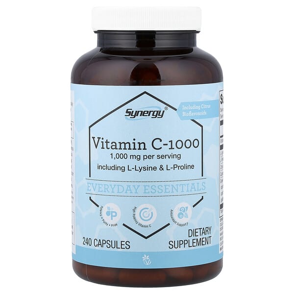 Vitacost, Synergy®, Vitamin C-1000 Including L-Lysine & L-Proline, 240 Capsules