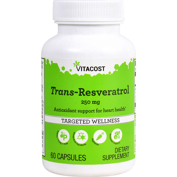 Vitacost, Trans-Resveratrol, 250 mg, 60 Capsules