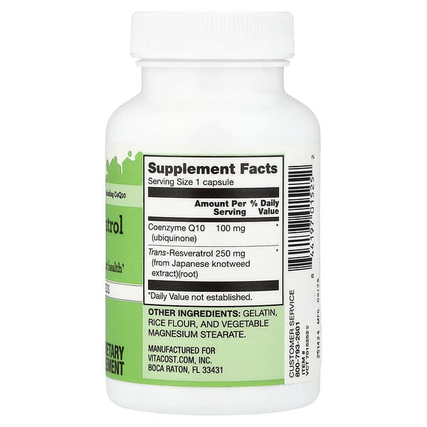Alternative view of Vitacost, Trans-Resveratrol Including CoQ10, 60 Capsules