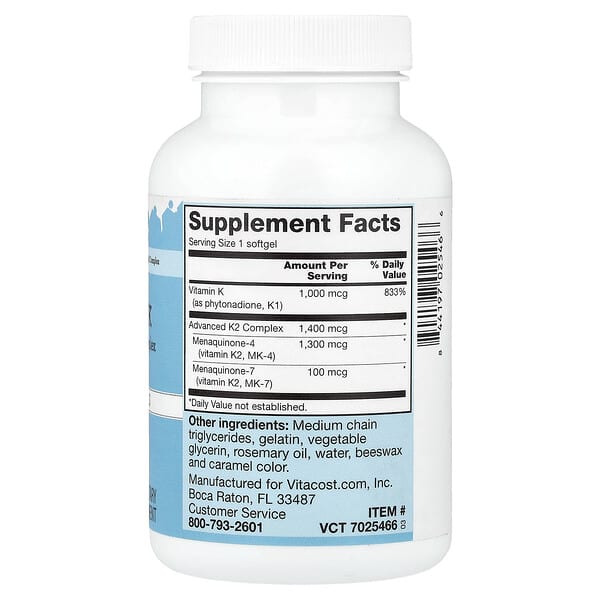 Alternative view of Vitacost, Ultra Vitamin K, 180 Softgels