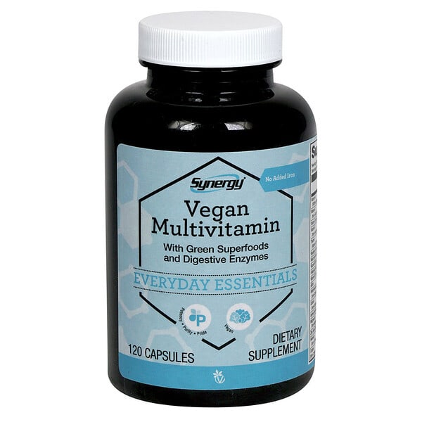 Vitacost, Synergy®, Vegan Multivitamin With Green Superfoods and Digestive Enzymes, 120 Capsules