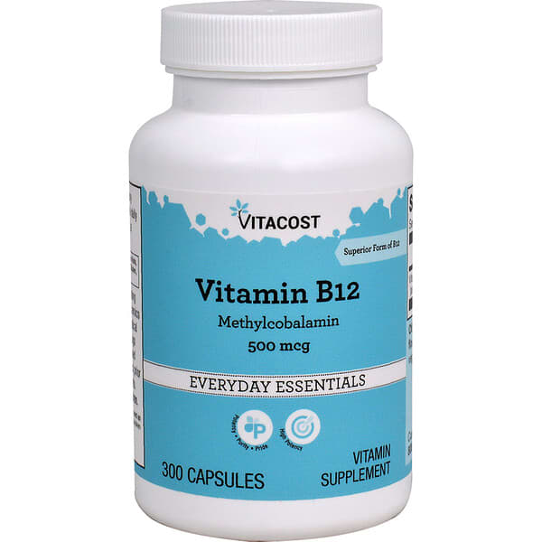Vitacost, Vitamin B-12 Methylcobalamin, 500 mcg, 300 Capsules