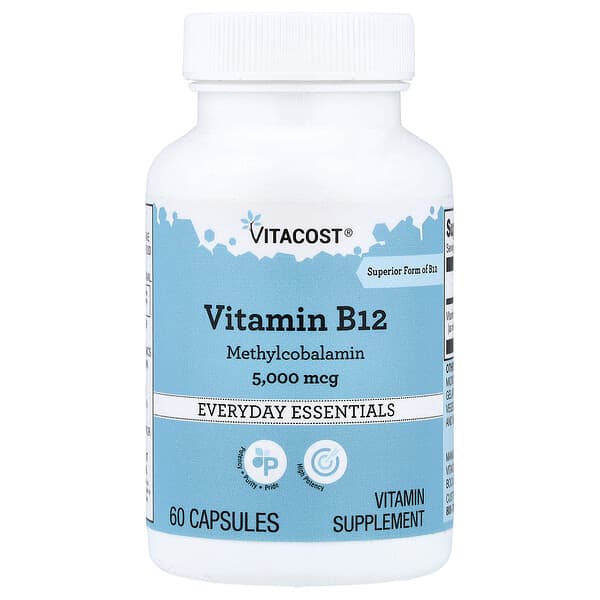 Vitacost, Vitamin B-12 Methylcobalamin, 5000 mcg, 60 Capsules