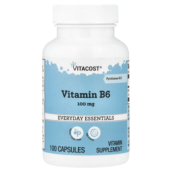 Vitacost, Vitamin B6, 100 mg, 100 Capsules