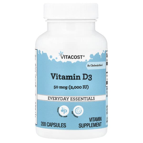 Vitacost, Vitamin D3, 50 mcg (2,000 IU), 200 Capsules 2 Vitacost, Vitamin D3, 50 mcg (2,000 IU), 200 Capsules
