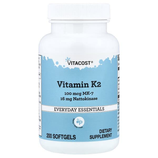Vitacost, Vitamin K2 MK-7 With Nattokinase, 200 Softgels