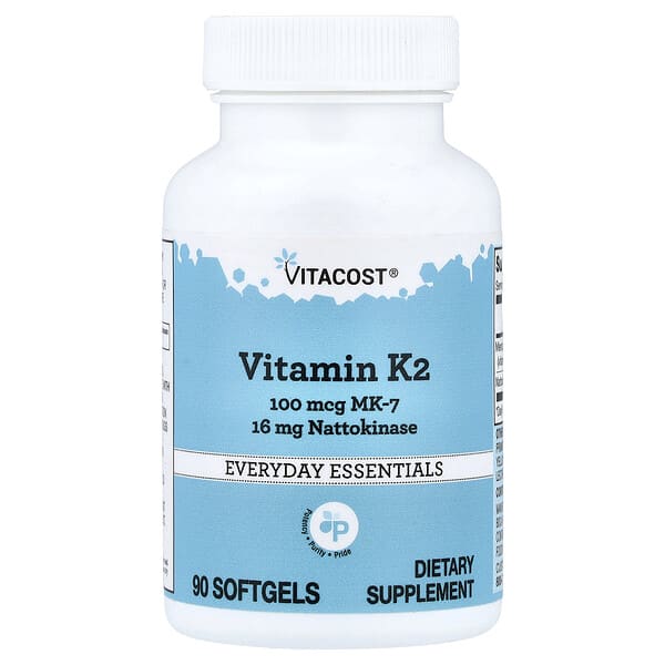 Vitacost, Vitamin K2 (MK-7) with Nattokinase, 90 Softgels