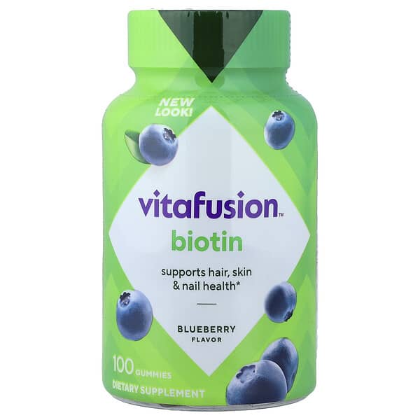 VitaFusion, Biotin Gummies, Blueberry, 100 Gummies (2,500 mcg per Gummy)