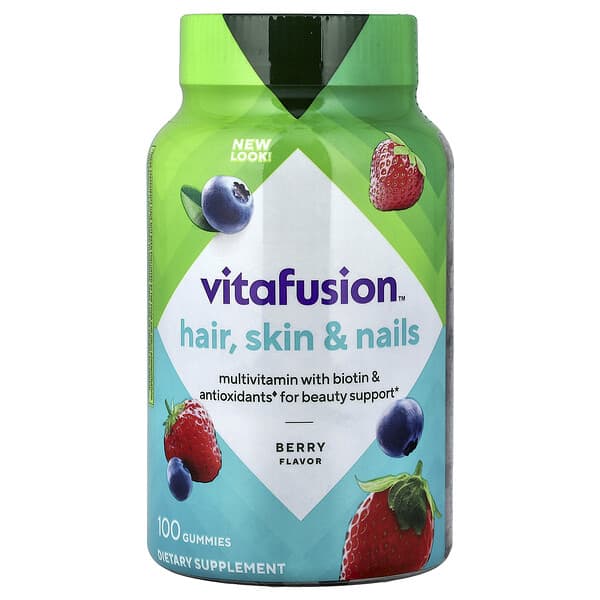 VitaFusion, Hair, Skin & Nails Gummies, Berry, 100 Gummies