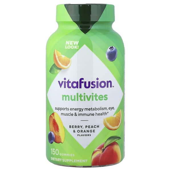 VitaFusion, Multivites Gummies, Berry, Peach & Orange, 150 Gummies