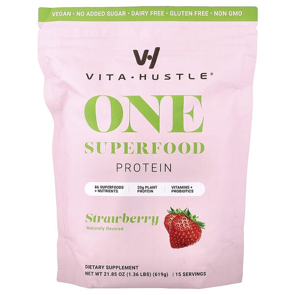 VitaHustle, One Superfood Protein, Strawberry, 1.36 lbs (619 g)