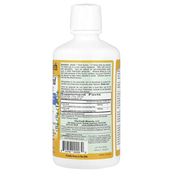 Alternative view of Vital Earth Minerals, Mineral Blend Fulvic-Humic, 32 fl oz (946 ml)