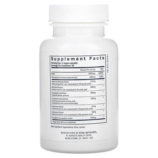 Vital Nutrients, Blood Sugar Support, 60 Vegan Capsules 2 Vital Nutrients, Blood Sugar Support, 60 Vegan Capsules - Ảnh 2