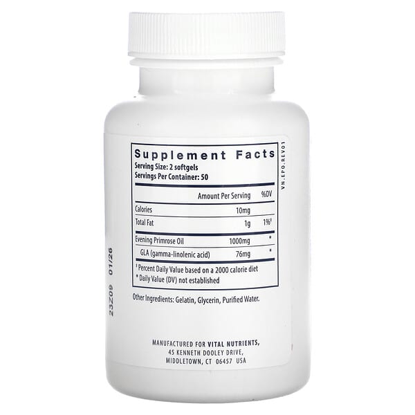 Alternative view of Vital Nutrients, Evening Primrose Oil , 100 Softgels