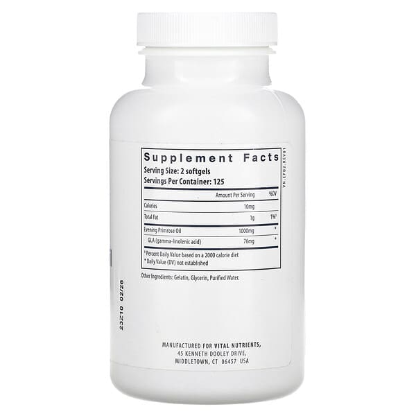 Alternative view of Vital Nutrients, Evening Primrose Oil, 250 Softgels