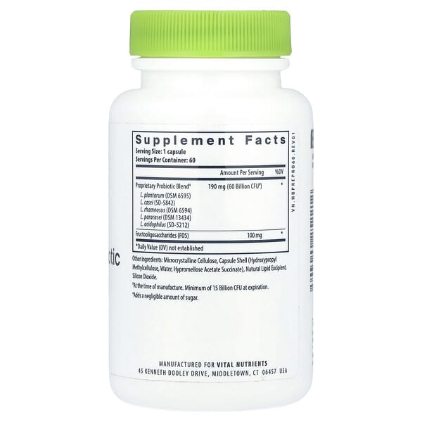 Alternative view of Vital Nutrients, Hyperbiotics®, Prebiotic + Probiotic, 60 Vegan Capsules