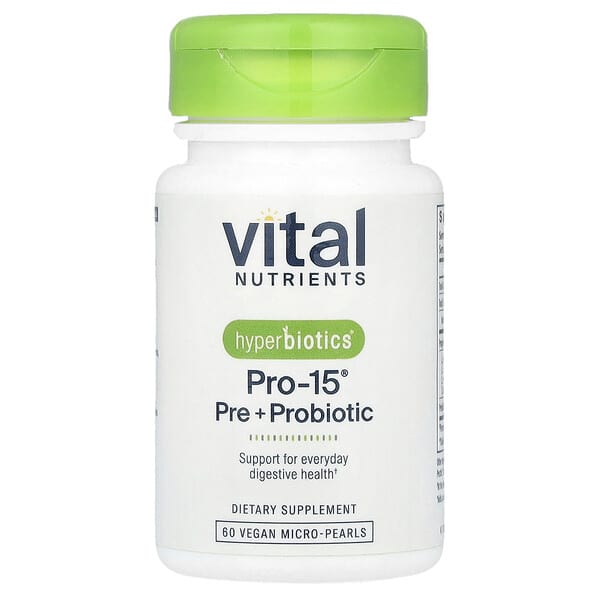 Vital Nutrients, Hyperbiotics®, Pro-15®, Pre + Probiotic, 60  Vegan Micro-Pearls