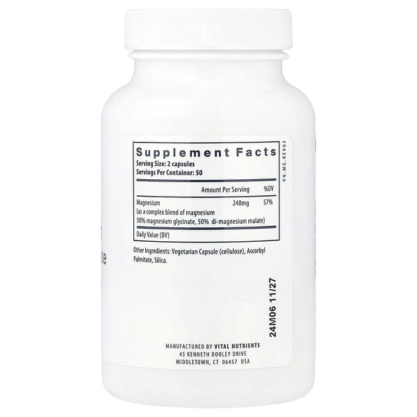 Alternative view of Vital Nutrients, Magnesium, 100 Vegan Capsules (120 mg per Capsule)