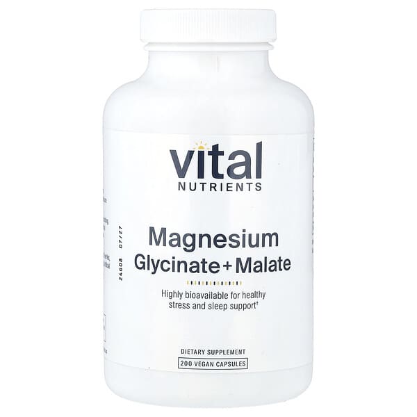 Vital Nutrients, Magnesium, Glycinate + Malate, 200 Vegan Capsules (120 mg per Capsule)
