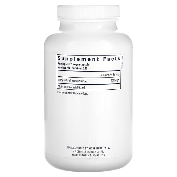 Alternative view of Vital Nutrients, MSM, 1,000 mg, 240 Vegan Capsules
