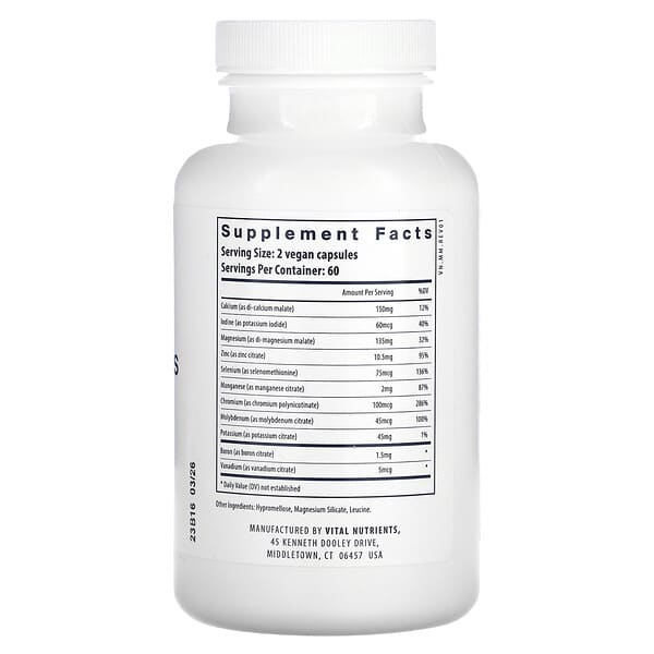 Alternative view of Vital Nutrients, Multi-Minerals (without Copper & Iron), 120 Vegan Capsules