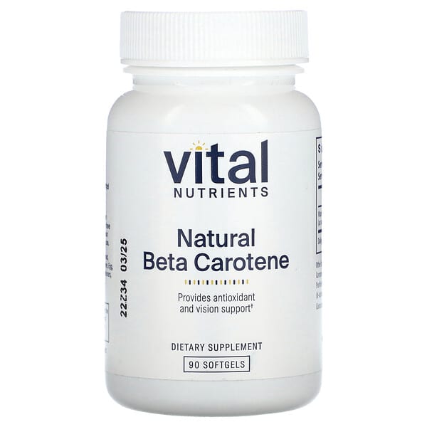 Vital Nutrients, Natural Beta Carotene, 90 Softgels (7,500 mcg RAE per Softgel) 2 Vital Nutrients, Natural Beta Carotene, 90 Softgels (7,500 mcg RAE per Softgel)