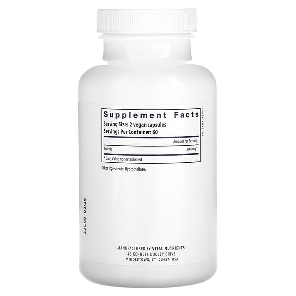 Alternative view of Vital Nutrients, Taurine, 120 Vegan Capsules (1,000 mg per Capsule)