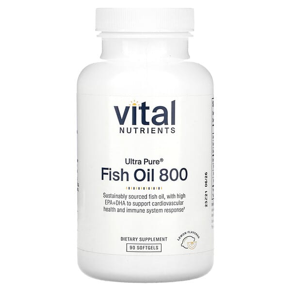Vital Nutrients, Ultra Pure, Fish Oil 800, Lemon, 90 Softgels