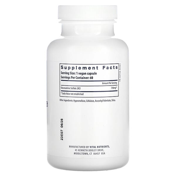 Alternative view of Vital Nutrients, Vegan Glucosamine Sulfate, 120 Vegan Capsules (750 mg per Capsule)