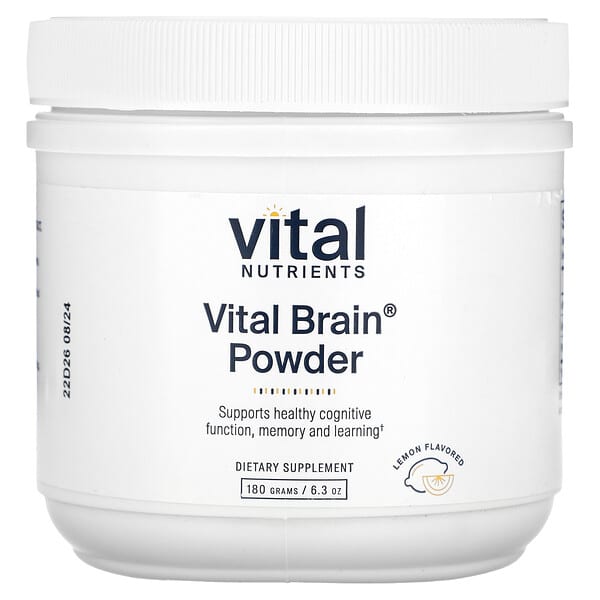 Vital Nutrients, Vital Brain Powder, Lemon, 6.3 oz (180 g)