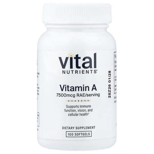 Vital Nutrients, Vitamin A, 7,500 mcg, 100 Softgels