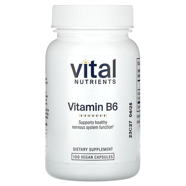Vital Nutrients, Vitamin B6, 100 Vegan Capsules (100 mg per Capsule) 2 Vital Nutrients, Vitamin B6, 100 Vegan Capsules (100 mg per Capsule)