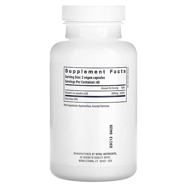 Alternative view of Vital Nutrients, Vitamin C, 120 Vegan Capsules (1,000 mg per Capsule)