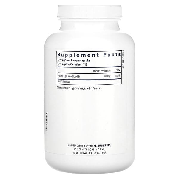 Alternative view of Vital Nutrients, Vitamin C Pure Ascorbic Acid, 220 Vegan Capsules