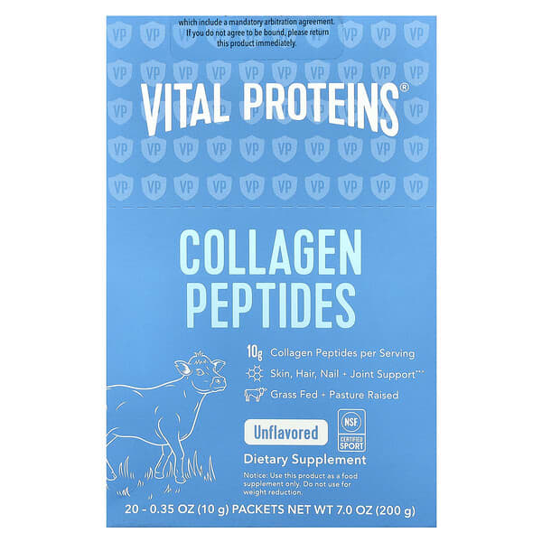 Vital Proteins, Collagen Peptides, Unflavored, 20 Packets, 0.35 oz (10 g) Each