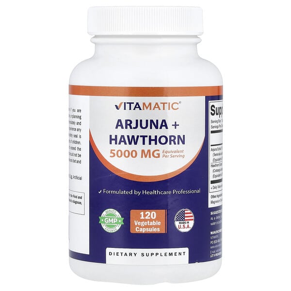 Vitamatic, Arjuna + Hawthorn, 120 Vegetable Capsules