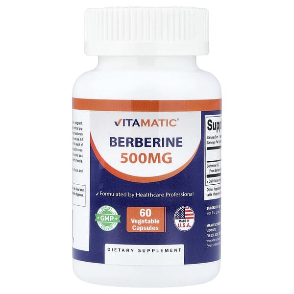 Vitamatic, Berberine, 500 mg, 60 Vegetable Capsules
