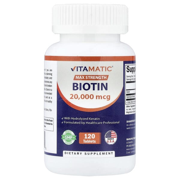 Vitamatic, Biotin With Hydrolyzed Keratin, 120 Tablets