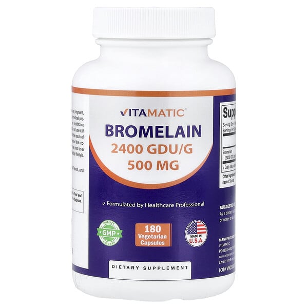 Vitamatic, Bromelain, 500 mg , 180 Vegetarian Capsules