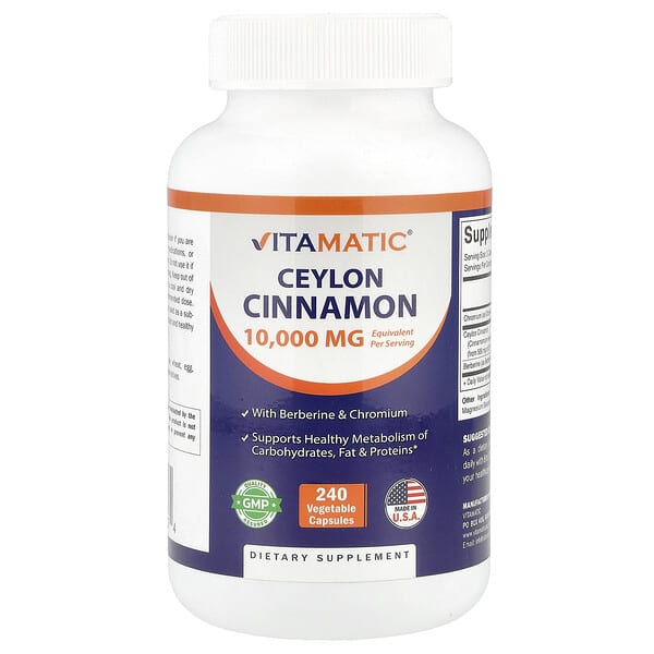 Vitamatic, Ceylon Cinnamon, 240 Vegetable Capsules