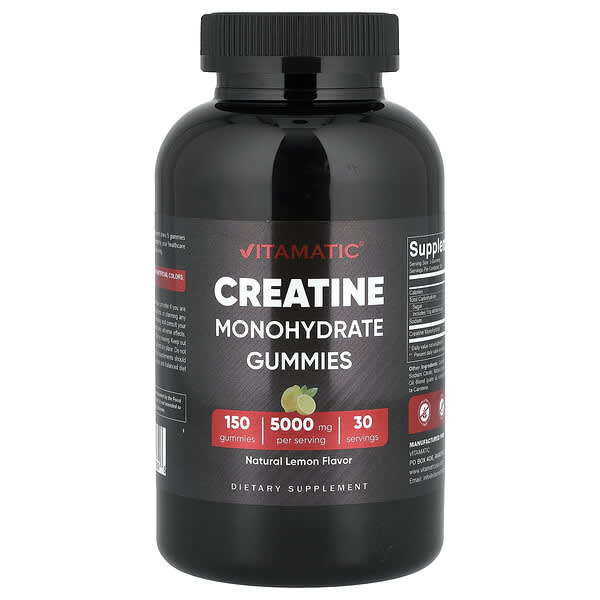 Vitamatic, Creatine Monohydrate Gummies, Lemon, 150 Gummies (1,000 mg per Gummy)