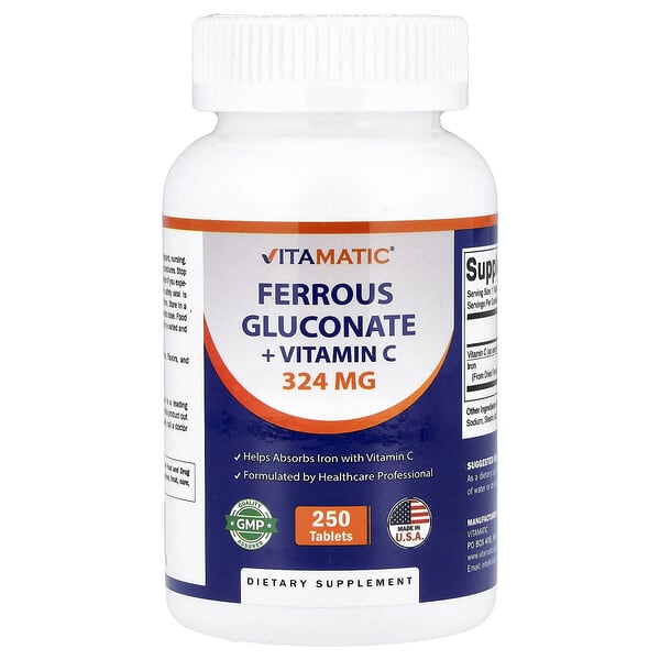 Vitamatic, Ferrous Gluconate + Vitamin C, 250 Tablets