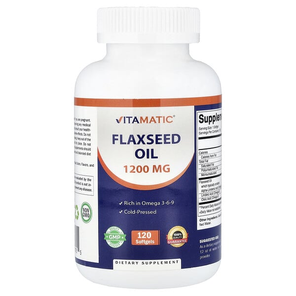 Vitamatic, Flaxseed Oil, 1,200 mg, 120 Softgels 2 Vitamatic, Flaxseed Oil, 1,200 mg, 120 Softgels